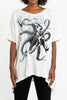 Sure Design Women's Octopus Loose V Neck T-Shirt White