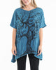 Sure Design Women's Om Tree Loose V Neck T-Shirt Denim Blue