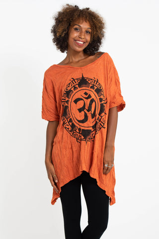 Sure Design Women's Infinitee Om Loose V Neck T-Shirt Orange