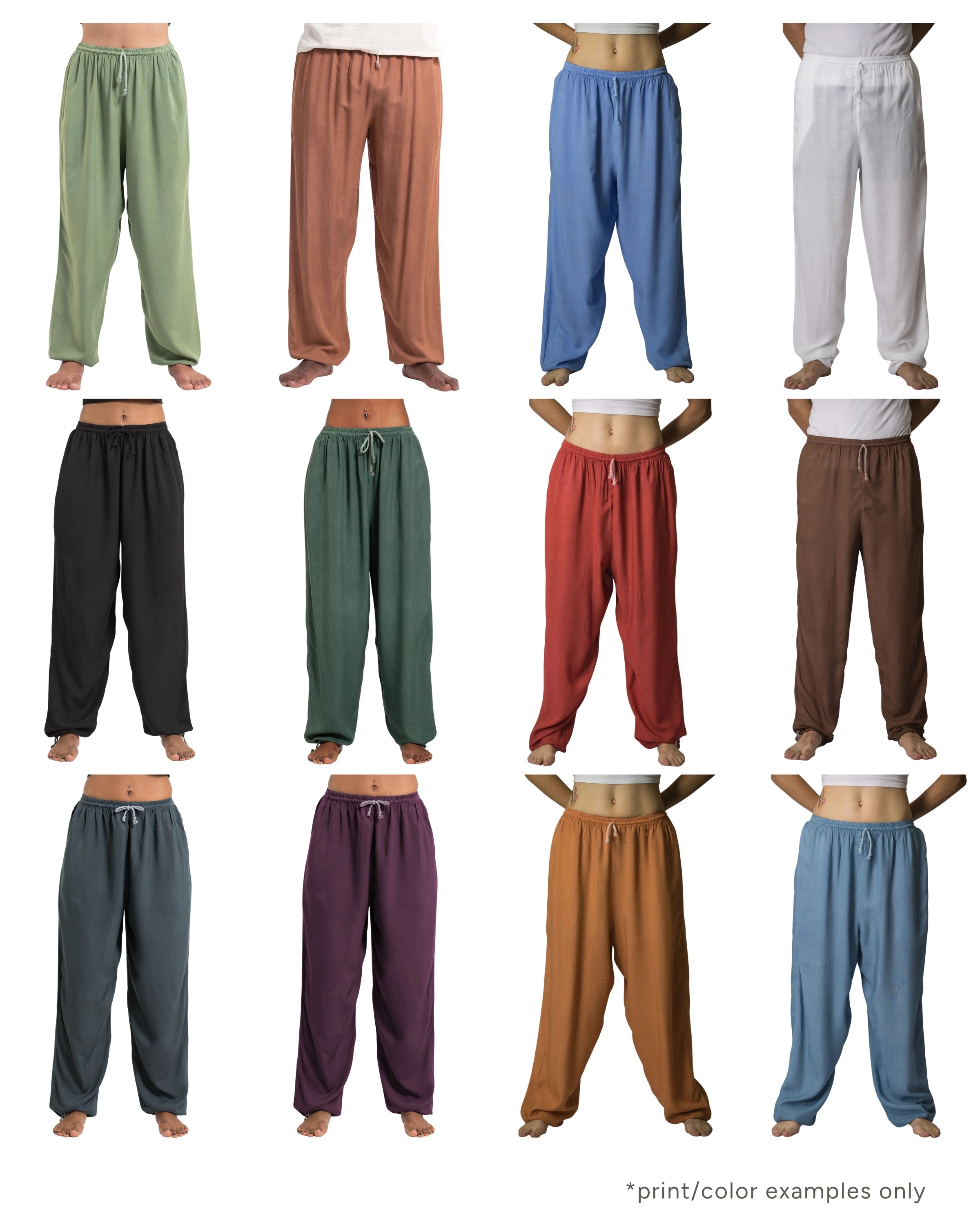 Assorted set of 10 Unisex Solid Color Drawstring Yoga Massage Pants BESTSELLER