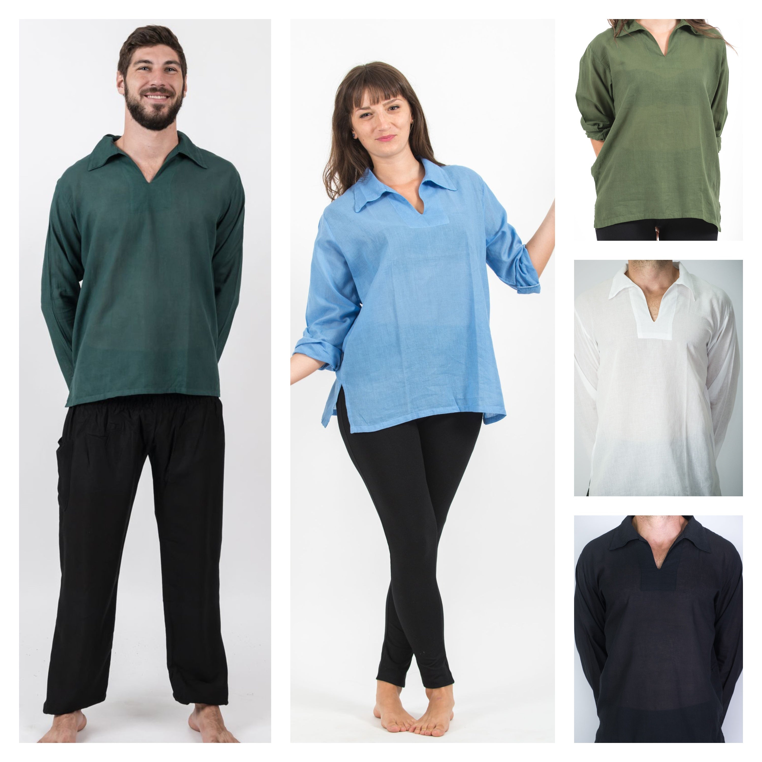Assorted set of 5 Unisex Yoga Shirts Collar V Neck