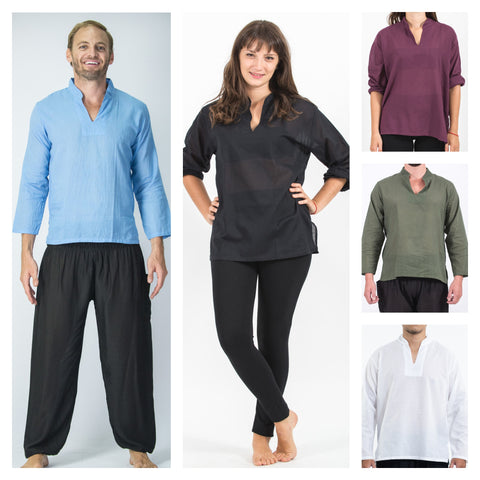 Assorted set of 5 Unisex Yoga Shirts Nehru Collared