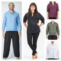 Assorted set of 5 Unisex Yoga Shirts Nehru Collared