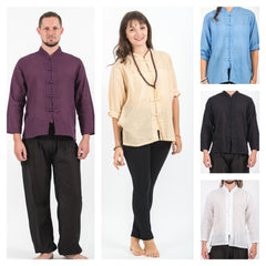 Assorted set of 5 Unisex Yoga Shirts Chinese Collared