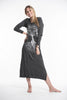 Sure Design Womens Tree Of Life Long Sleeve Hoodie Dress Silver on Black