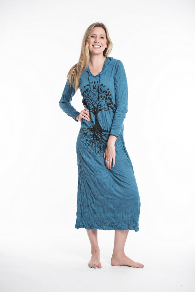 denim hoodie dress Moon City - Midi Hoodie Dress / Cropped Washed Denim Jacket