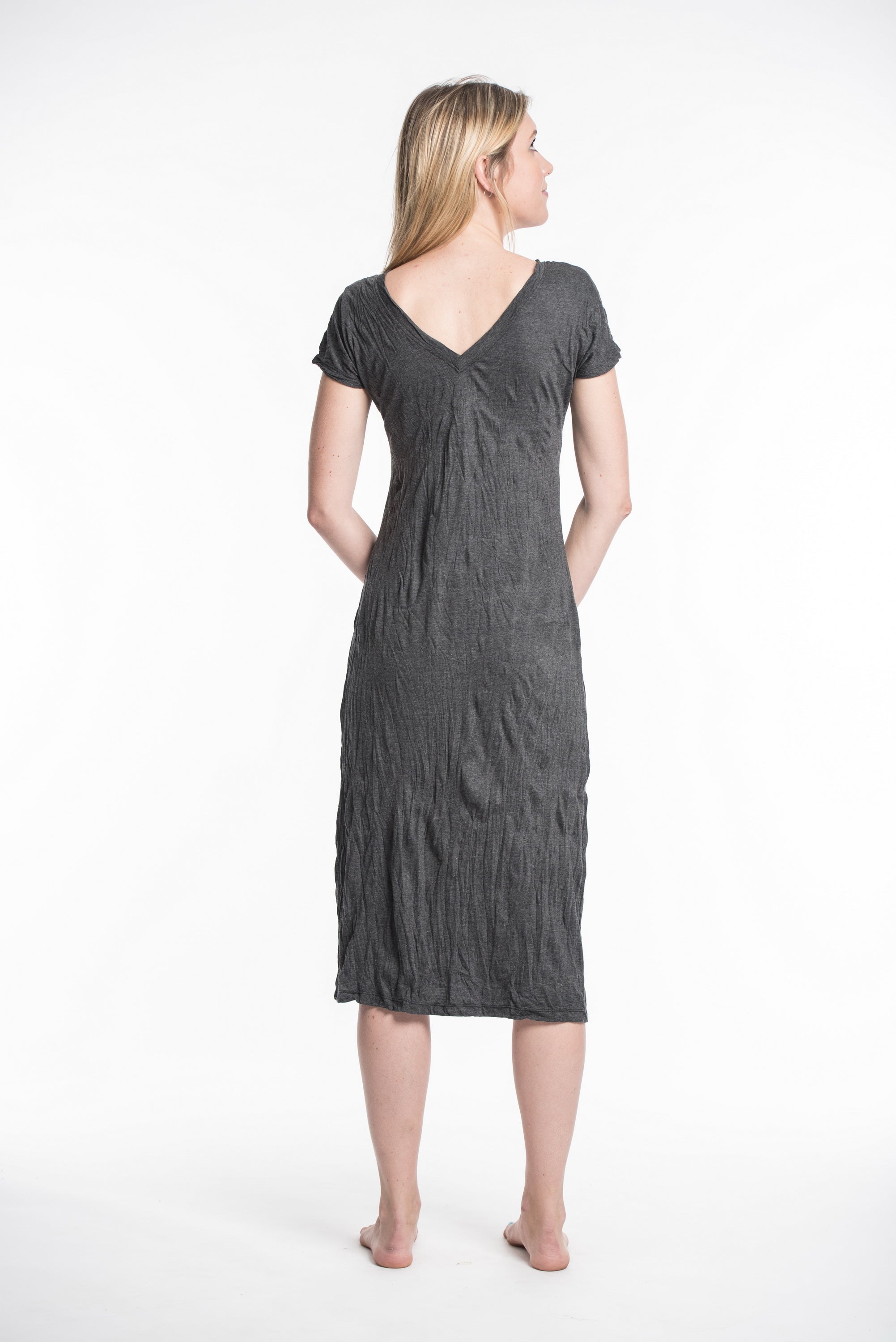 Sure Design Womens Tree Of Life V Neck Tee Dress Black