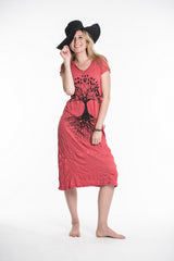 Sure Design Womens Tree Of Life V Neck Tee Dress Red