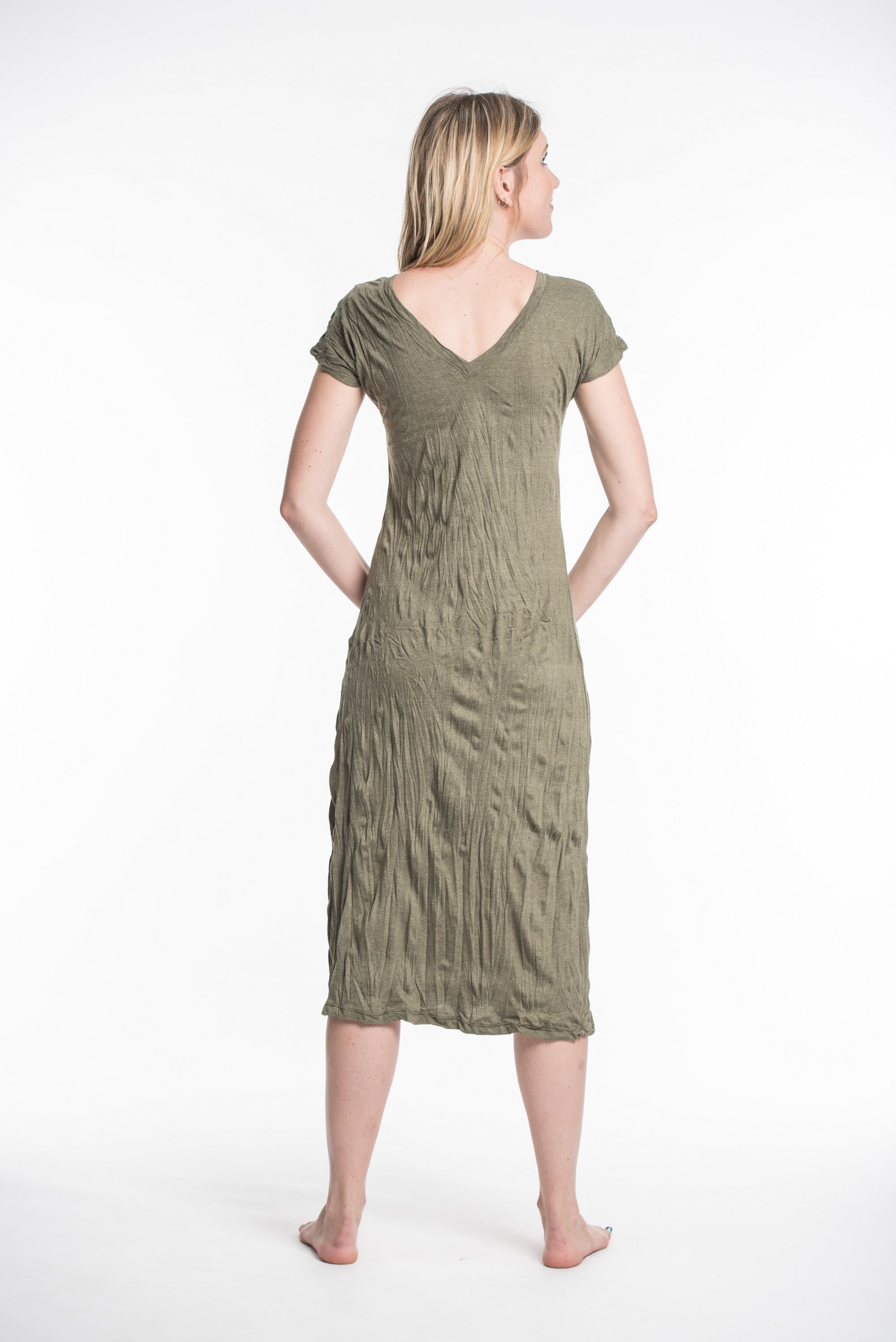 Sure Design Womens Tree Of Life V Neck Tee Dress Green