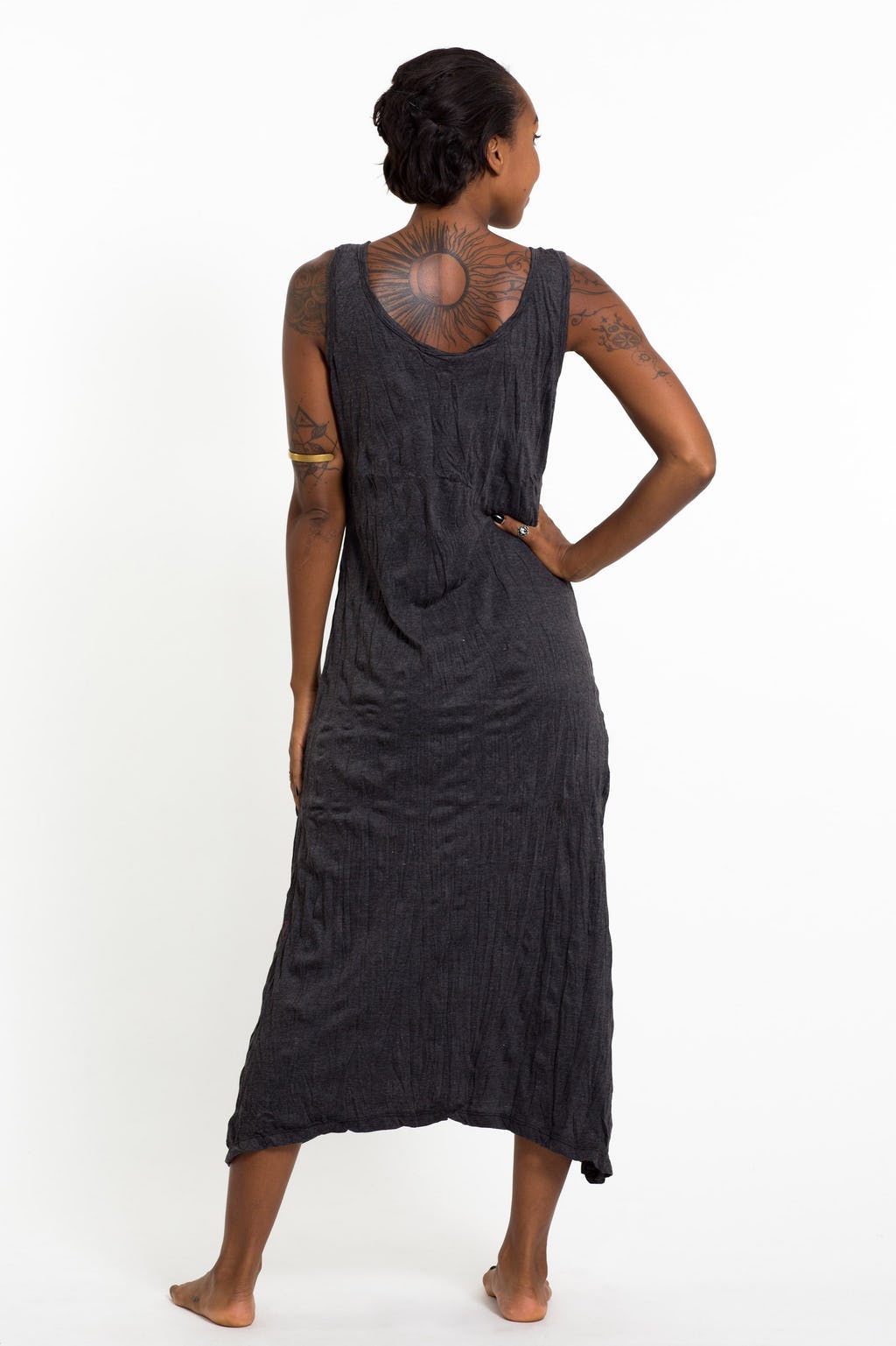 Sure Design Womens Tree Of Life Scoop Neck Tank Dress Black