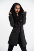 Hoodie Shawl Jacket with Metal Clasp in Black