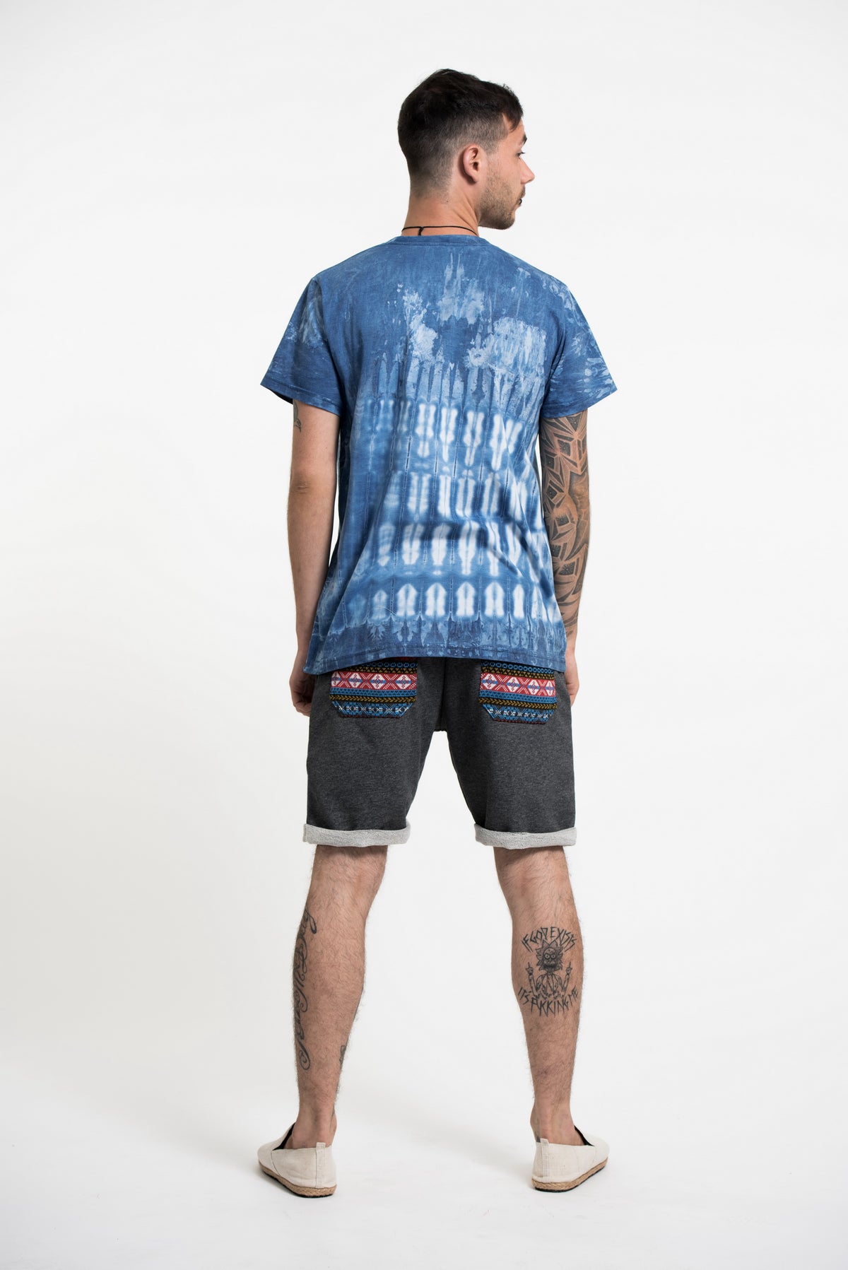 Unisex Indigo Tie Dye Vertical Stripes T-shirt
