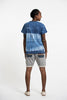 Unisex Indigo Tie Dye Vertical Stripes T-shirt