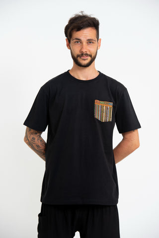 Unisex Super Soft Cotton T-shirt with Aztec Pocket in Black