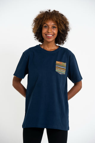 Unisex Super Soft Cotton T-shirt with Aztec Pocket in Navy