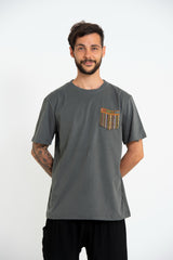 Unisex Super Soft Cotton T-shirt with Aztec Pocket in Gray