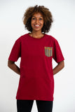 Wholesale Unisex Super Soft Cotton T-shirt with Aztec Pocket in Red - $9.50