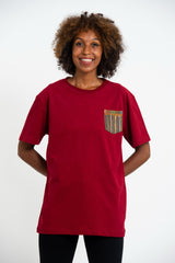 Unisex Super Soft Cotton T-shirt with Aztec Pocket in Red