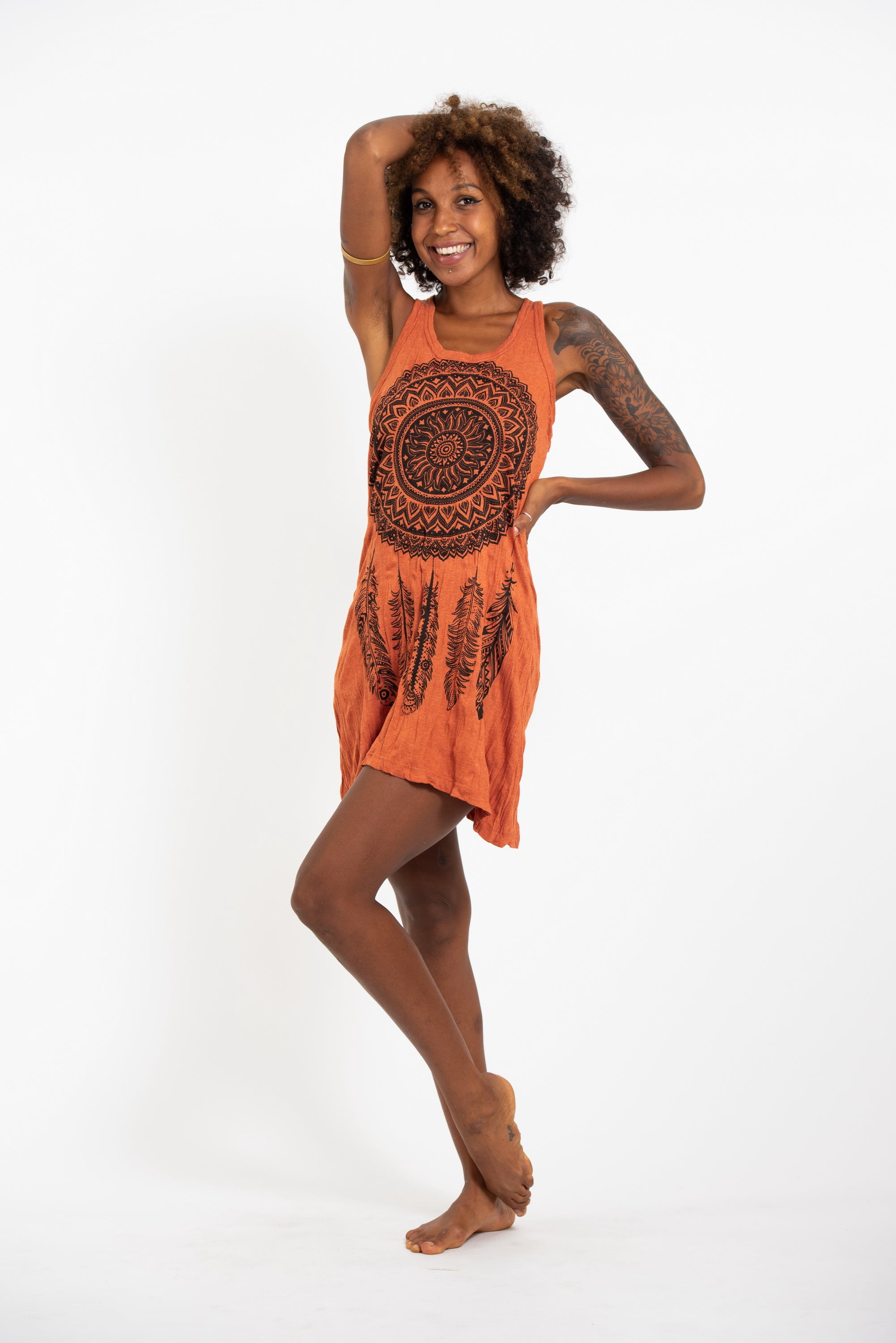 Sure Design Women's Dreamcatcher Tank Dress Orange