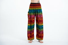 Rainbow Elephant Unisex Elephant Pants in Orange