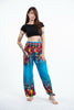 Floral Unisex Harem Pants in Ocean Blue