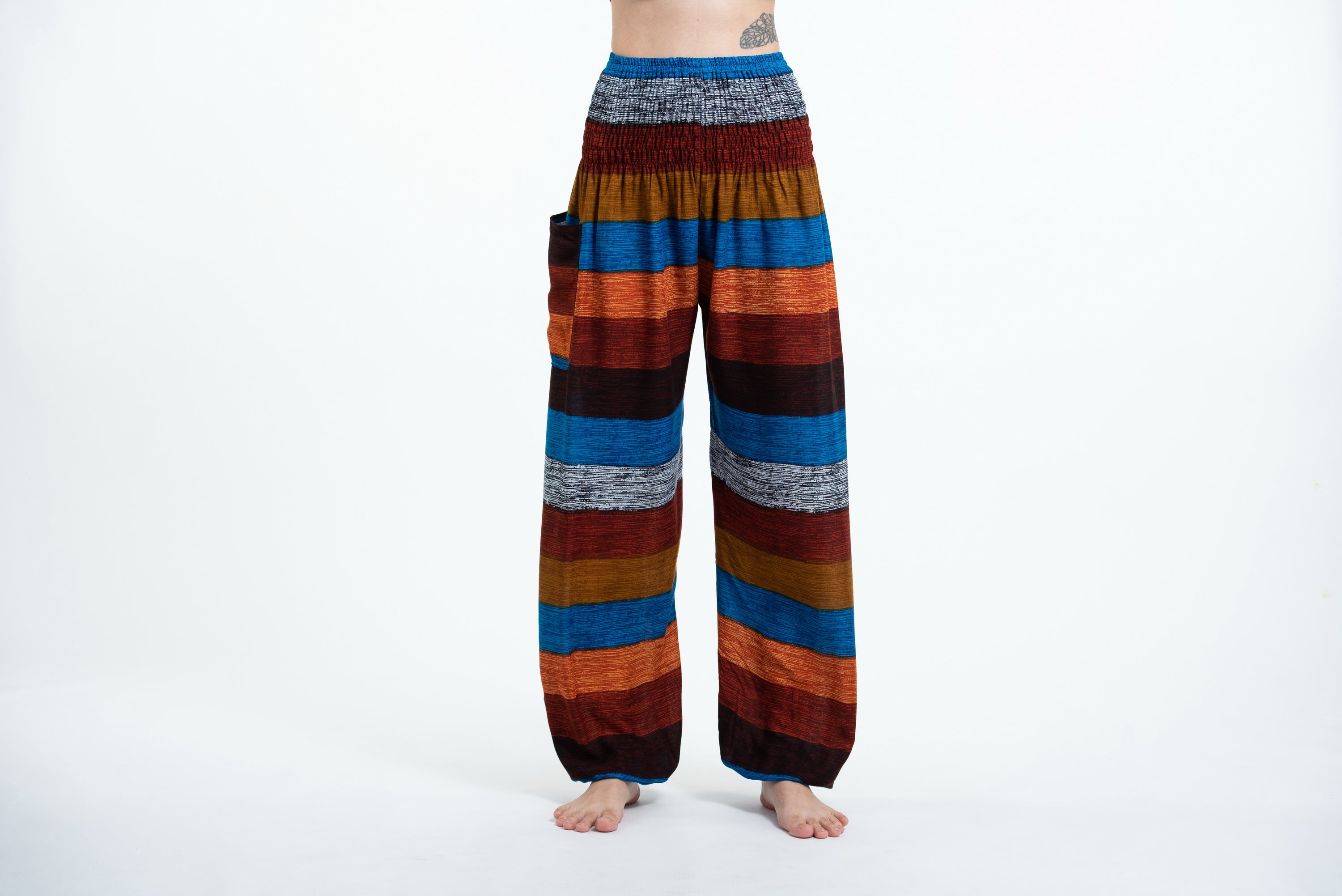 Boho Rust Striped Unisex Harem Pants