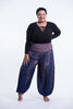 Plus Size Peacock Feathers Unisex Harem Pants in Blue