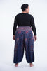 Plus Size Peacock Feathers Unisex Harem Pants in Blue