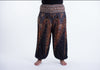 Plus Size Peacock Feathers Unisex Harem Pants in Black