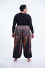 Plus Size Peacock Feathers Unisex Harem Pants in Black