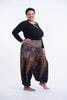 Plus Size Peacock Feathers Unisex Harem Pants in Black