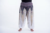 Wholesale Plus Size Peacock Feathers Unisex Harem Pants in White - $15.50