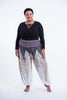 Plus Size Peacock Feathers Unisex Harem Pants in White