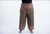 Plus Size Geometric Mandalas Unisex Harem Pants in Olive