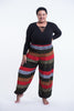 Plus Size Boho Green Striped Unisex Harem Pants