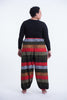 Plus Size Boho Green Striped Unisex Harem Pants