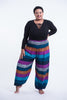 Plus Size Boho Blue Striped Unisex Harem Pants