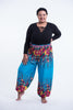 Plus Size Floral Unisex Harem Pants in Ocean Blue