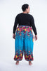 Plus Size Floral Unisex Harem Pants in Ocean Blue