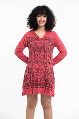 Sure Design Women's Shanti Ganesh Hoodie Dress Red