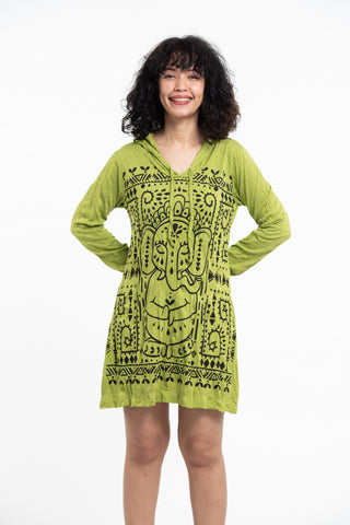 Sure Design Women's Shanti Ganesh Hoodie Dress Lime