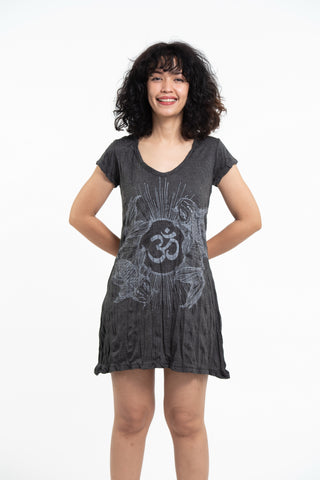 Sure Design Women's Om and Koi Fish Dress Silver on Black