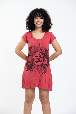 Sure Design Women's Om and Koi Fish Dress Red