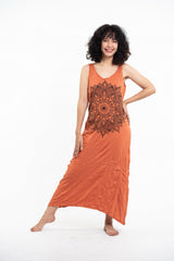 Sure Design Womens Lotus Mandala Scoop Neck Tank Dress Orange