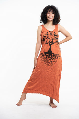 Sure Design Womens Tree Of Life Scoop Neck Tank Dress Orange