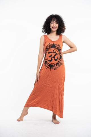 Sure Design Womens Infinitee Ohm Scoop Neck Tank Dress Orange