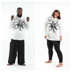 Plus Size Sure Design Unisex Octopus Hoodie White