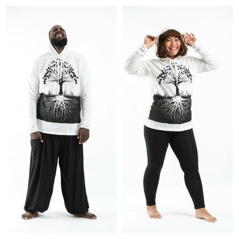 Plus Size Sure Design Unisex Tree of Life Hoodie White