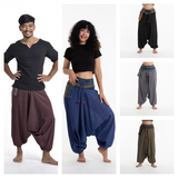 Wholesale Assorted Set of 5 Unisex Drawstring Pinstripes Low Crotch Harem Pants with Hill Tribe Trim - $60.00