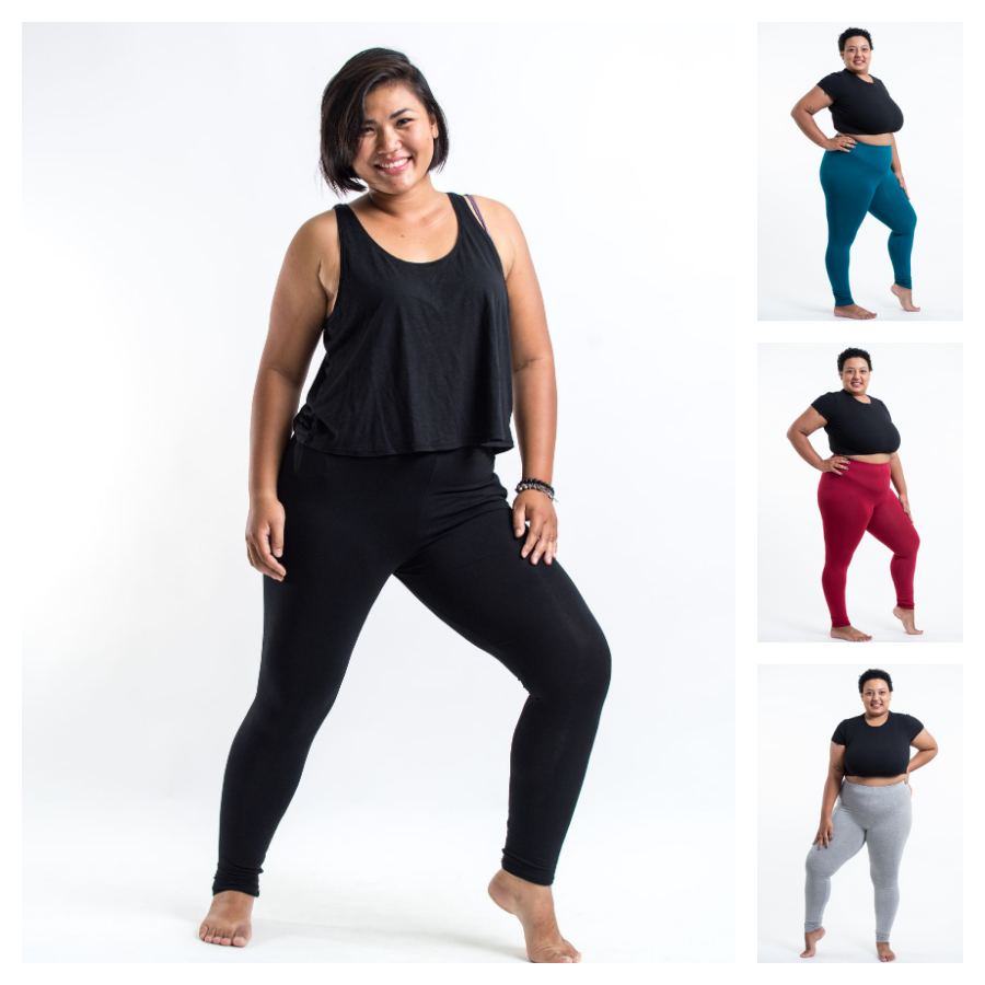 Wholesale Assorted set of 5 PLUS SIZE Solid Color Leggings